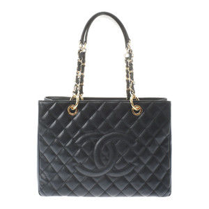 Chanel Matelasse GST Black/gold Hardware Caviar Skin Tote Bag